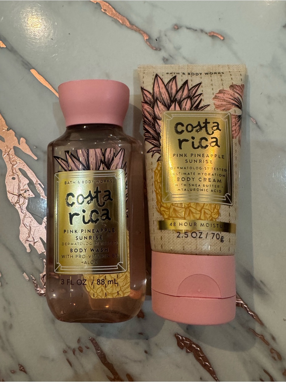 Bath & Body Works Costa Rica Pink Pineapple Sunrise Body Wash & Cream - Pink